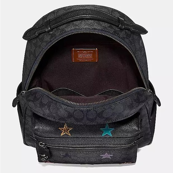 Coach Campus Backpack In Signature Canvas With Star Applique & Snakeskin Detail - Picture 3 of 16